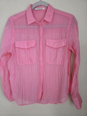Scotch & Soda Sheer Button-Up Shirt in Pink